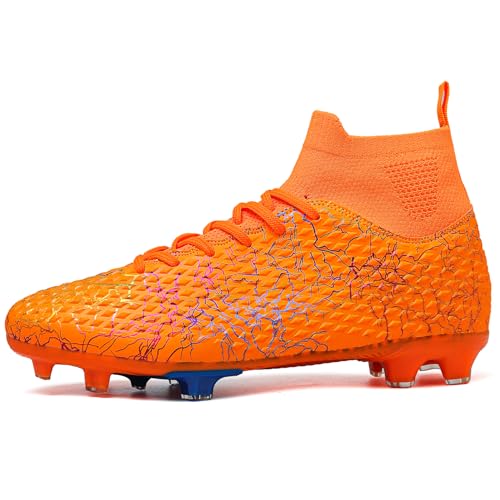 Image of Men's Soccer Shoes High-Top Soccer Cleats Outdoor Breathable Athletic Professional Spikes Youth Boys Football Shoes Unisex