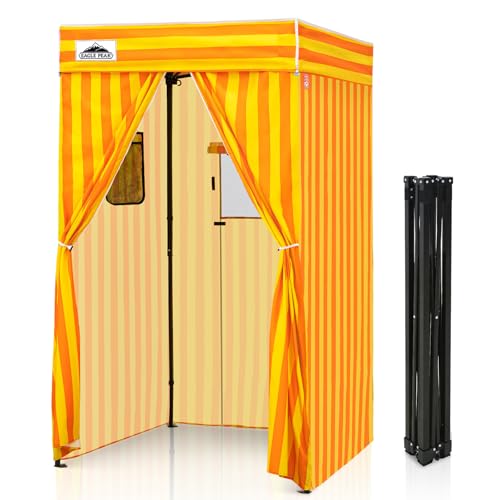 EAGLE PEAK Flex Compact 4x4 Pop-up Canopy Changing Room, Portable Privacy Dressing Room for Indoor Fashion Photoshoots, Camping, or Pool, Yellow/Orange