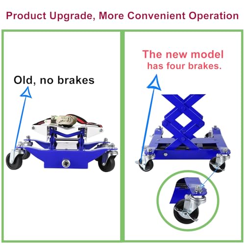 Image of Garvee Transmission Jack 450 LBS Capacity: Low Profile Lift with 2M Safety Straps & 4 Brake Wheels, 7-23 Inch Range for Car & Truck Repair (Blue)