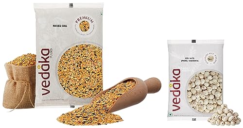 Image of Amazon Brand - Vedaka Fox Nuts (Phool Makhana), 200 g & Amazon Brand - Vedaka Mixed Dal, 1kg |Protein source