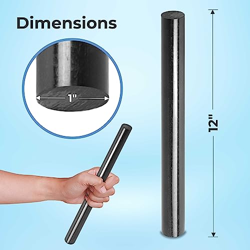 (2 Pack) Round Acetal Copolymer Rods - Standard Tolerance 1-Inch Diameter And 12-Inch Length Opaque Black Acetal Copolymer Rods Meets Astm D6778 Specifications Perfect For Non-Marring Fixtures #TOP1