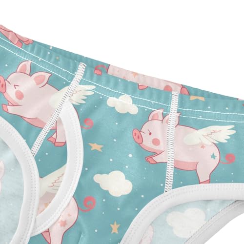 Wusikd Cute Flying Pig Boys' Underwear Cotton Cute Wings Stars Boys Briefs Soft Toddler Underwear 2T4