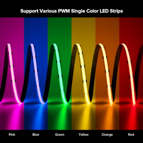 Tira de LED COB IP65 color naranja 16.4FT 12V Kit con controlador miniatura 5