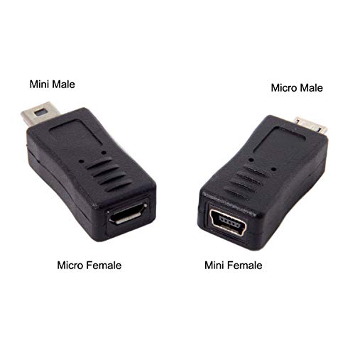 Image of Mini USB Female to Micro USB Male Adapter ; M i n i-USB Male to Micro-USB Female Adaptor (Micro & Mini USB2.0 Adapter Combo)