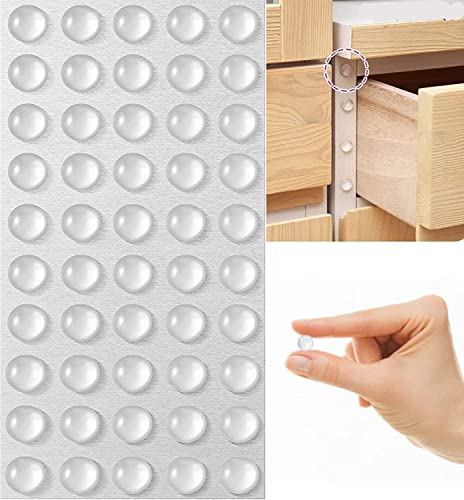 Silicone Bumpers Adhesive Buffer Pads Clear Cupboard Door Stops Door Pads Stop Slamming Protector Transparent Silicone Pads for Furniture Glass Tables Door Protect(6 x 2mm) (50pcs)