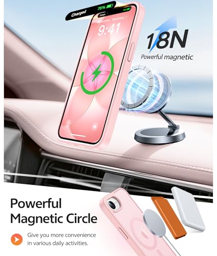 Image of FNTCASE for iPhone 17e Case: iPhone 16e Phone Case [Compatible with Magsafe] Translucent Matte Cases with [Screen Protector] Military Grade Shockproof Protective Phone Cover - Light Pink