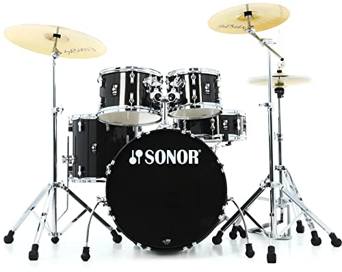 Sonor AQX Studio 5-piece Drum Set with Hardware Pack - Black Midnight Sparkle