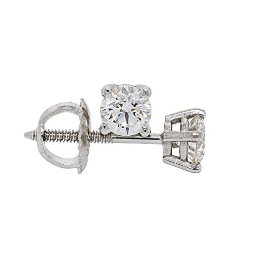 IGI Certified 0.50 Carat Clear Lab-Created Diamond Stud Earrings 14k White Gold Womens Screw Back VS2-SI1