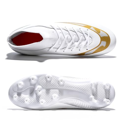 Wugehu Men’s Soccer Shoes Cleats Professional High Top Breathable Training Sneakers - Image 4