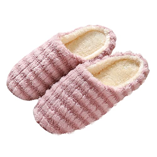 Slippers For Women Fuzzy Warm Memory Foam Comfy House Slipper with Anti-Skid Rubber Sole for Indoor and Outdoor Non-slip Closed Toe Bedroom Shoes