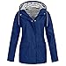 Giacca impermeabile da donna con cappuccio, impermeabile e antivento, in softshell, con tasche, taglie grandi, Blu, XXXL