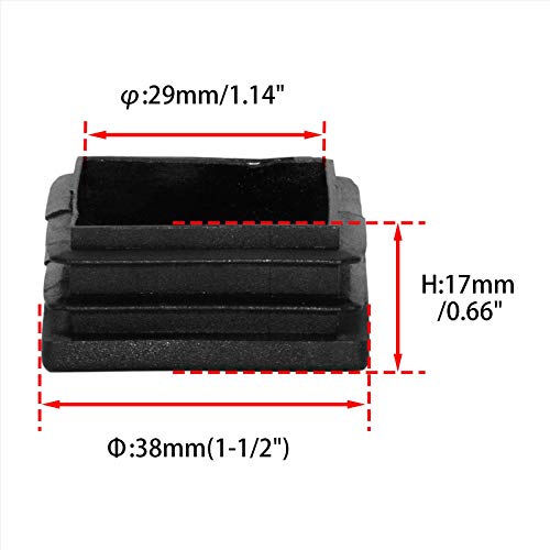 Image of Flyshop 38 x 38 mm, 1.5 inch x 1.5 inch Black Plastic Hole Plugs Square Tubing End Caps Tube Inserts Durable Furniture Glide for Chair Table Stool Leg 8 Pack