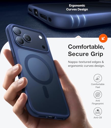Image of TORRAS Shockproof Case for iPhone 17 Pro | Mil-Grade Protection | Fit for MagSafe | Translucent Cover Anti-Fingerprint&Scratch | Camera Control | Premium Imported | Guardian.M 6.3'' Deep Blue