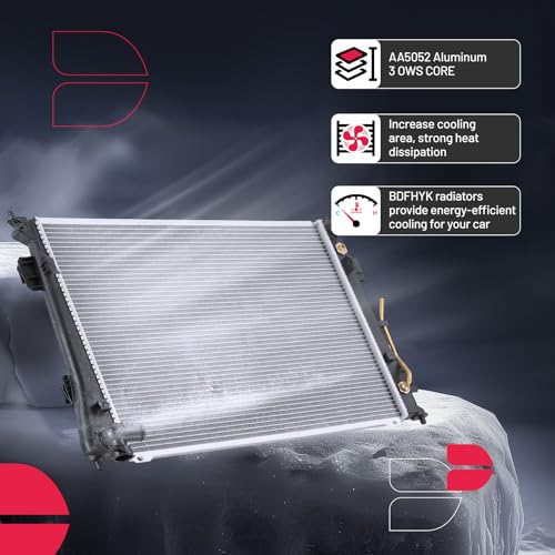 Image of BDFHYK CU13191 Aluminum Radiator for Hyundai Sonata 2011-2014, for Hyundai Azera 2012-2017, for Kia Optima 2011-2015, for Kia Cadenza 2014-2016, 2.0L 2.4L 3.3L, 16mm Core