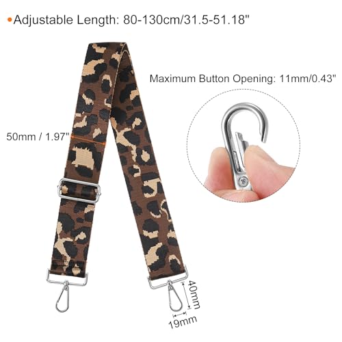 Image of uxcell Purse Strap Replacement, 31-51inch Adjustable Polyester Leopard 2inch Wide Crossbody Shoulder Strap for Handbag Guitar(Brown, Silver Buckle)