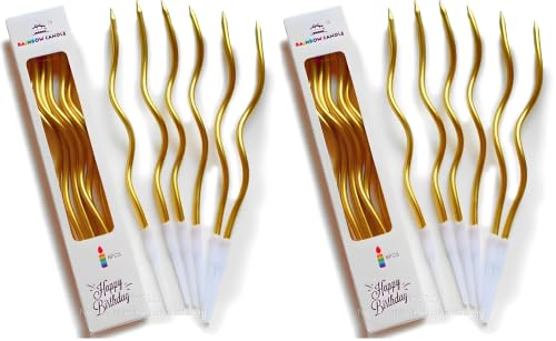 Image of WP WANNA PARTY Wanna Unscented Party Twisty Metallic Golden Spiral Candles-6Pc, Twisty Candles for Birthday, Baby Shower, Wedding Party & Cake Decoration (Pack of 2)