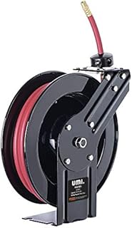 Umi. by Amazon- Air Hose Reel Retractable 7.5m 25' Feet x 3/8" Inch Connection Premium Commercial SBR Hose Max 300 Psi Steel Construction Wall Mounting Heavy Duty
