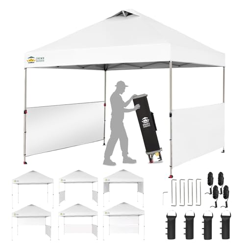CROWN SHADES 10x10 Pop up Canopy Tent Instant Canopy with 150D Silver Coated Fabric Including 2 Half...