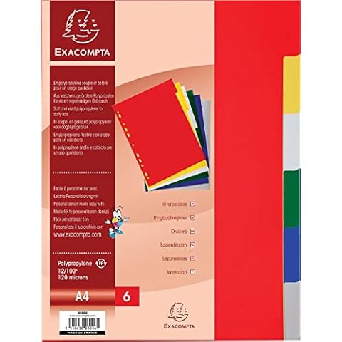 Exacompta 3006E A4 Polypropylene Document Dividers Cover