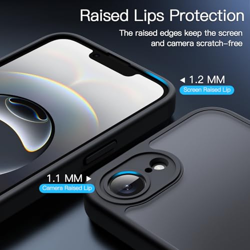Image of JETech Matte Cover Case for iPhone 17e (2026) / iPhone 16e, Shockproof Military Grade Drop Protection, Frosted Translucent Back Phone Cover, Anti-Fingerprint, 6.1-Inch Display (Black)