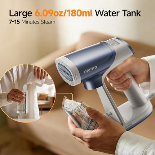 FEPPO Vacuum Steamer for Clothes, Handheld Garment Steamer with Suction, 2-in-1 Steam & Iron, LED Display, Adjustable Suction & Steam Modes, One-Hand Vacuum Steamer for Home (For 110-120V) — view 6