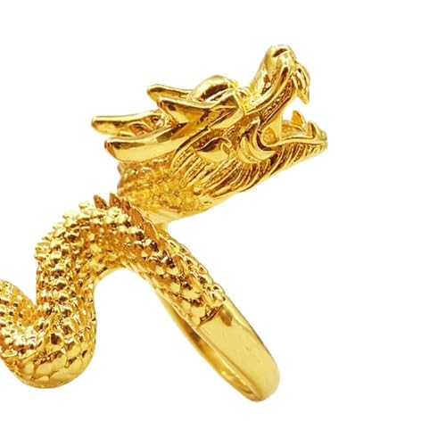 Bague python homme ajustable CFWSHJ anneau ouvert laiton plaqué or