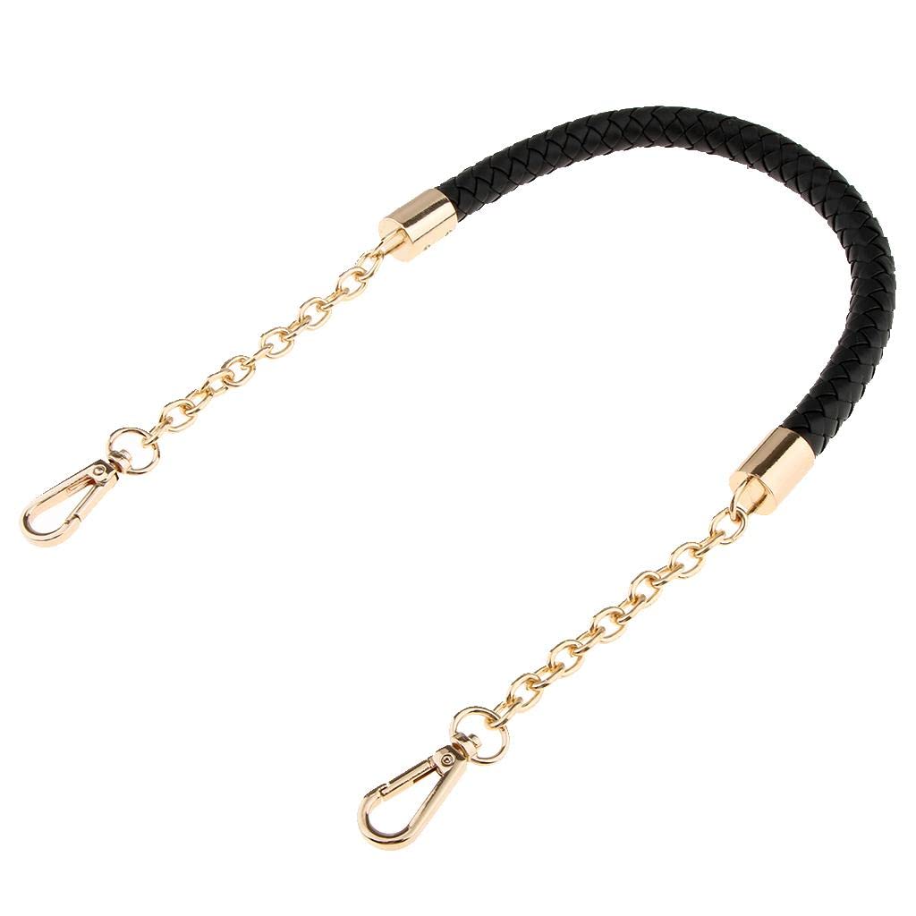 nivaa Metal PU Leather Braided Bag Strap Handle Bag Chain Replacement 60cm Black-picture-48
