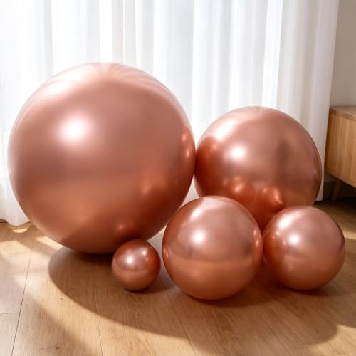 Image of KALOR Metallic Rose Gold Giant 36 Inch 9pcs Large Latex Balloons