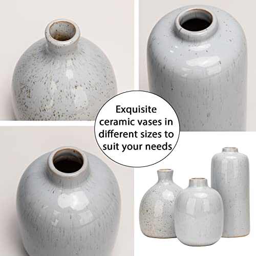 Ceramic Vase Rustic Home Decor - Modern Farmhouse Decorative Flower Vases For Living Room Entryway Bookshelf Mantel Centerpieces Shelf Set Of 3 Cynkeyee #TOP5