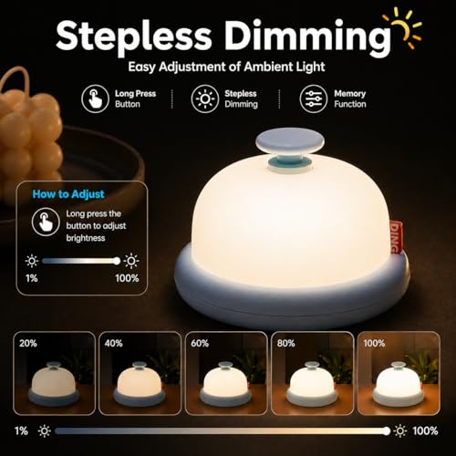 Image of One94Store Push Button Bell Shape Silicone Toy with Soft Glow, 1200mAh Battery, Minimalist Kids Room Lamp, Bedside Decor for Bedroom, Nursery & Gifting