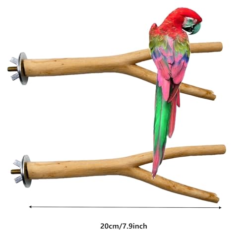 Image of 7 PCS Natural Parrot Perch Bird Stand Fork Parakeet Climbing Standing Branches Toy for Small Lovebirds Budgies Cockatiels