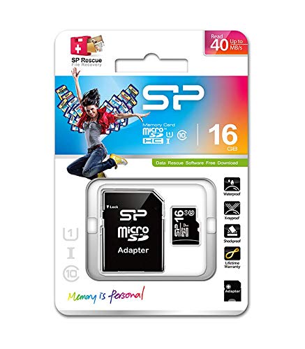 Silicon Power 16GB microSD Memory Card SDHC Class 10 w/SD Adapter (SP016GBSTH010V10SP) 40MB/sec