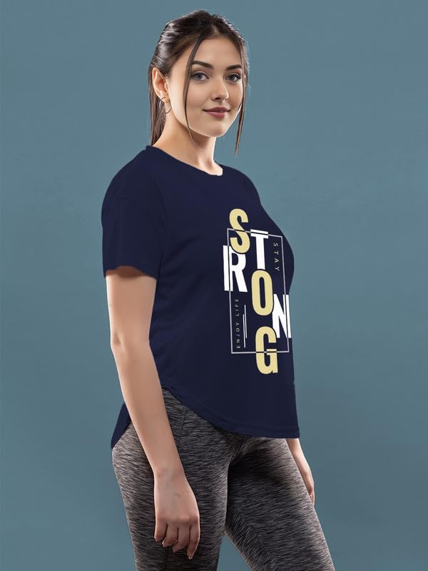 Image of CHKOKKO Womens Stylish Activewear Quick Dry Lightweight Breathable Printed Round Neck Half Sleeve Regular Fit Gym T Shirt for Sports Yoga and Training