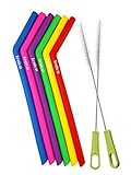 Tegion Extra Wide Reusable Silicone Smoothie Straws With Brush-For 20 30 Ounce Yeti Rtic 24 Ounce Tervis Tumbler 8 Pack