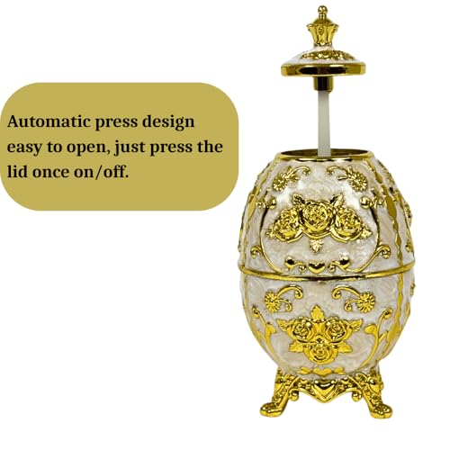 Image of Luxury Decorative Toothpick Holder - Handmade Gold Enamel Faberge-Style Dispenser | Dining Table Decor | Unique Gift