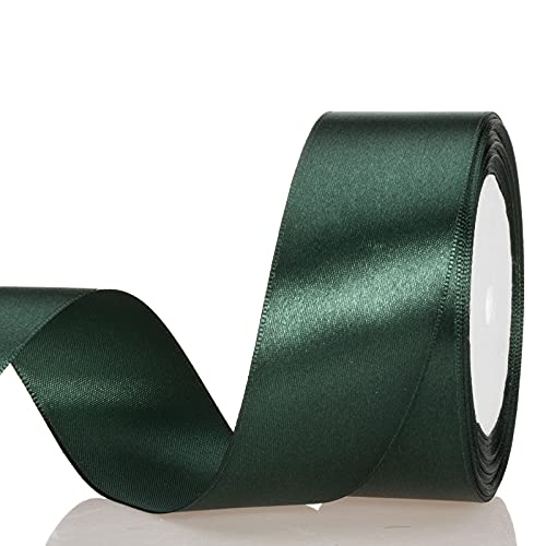 Image of ATRBB 25 Yards Curling Thick 1-1 /2 inch Wide Satin Ribbon Perfect for Wedding, Handmade Bows and Gift Wrapping (Green Black)