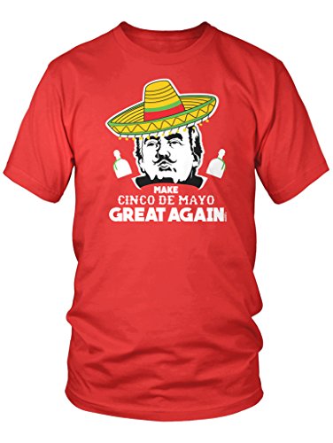 LOGOPOP Men's Donald Trump Make Cinco De Mayo Great Again T-Shirt, L, Red