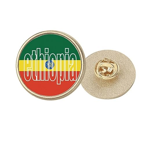 Broche drapeau Éthiopie en métal doré rond M, idée cadeau souvenir unique