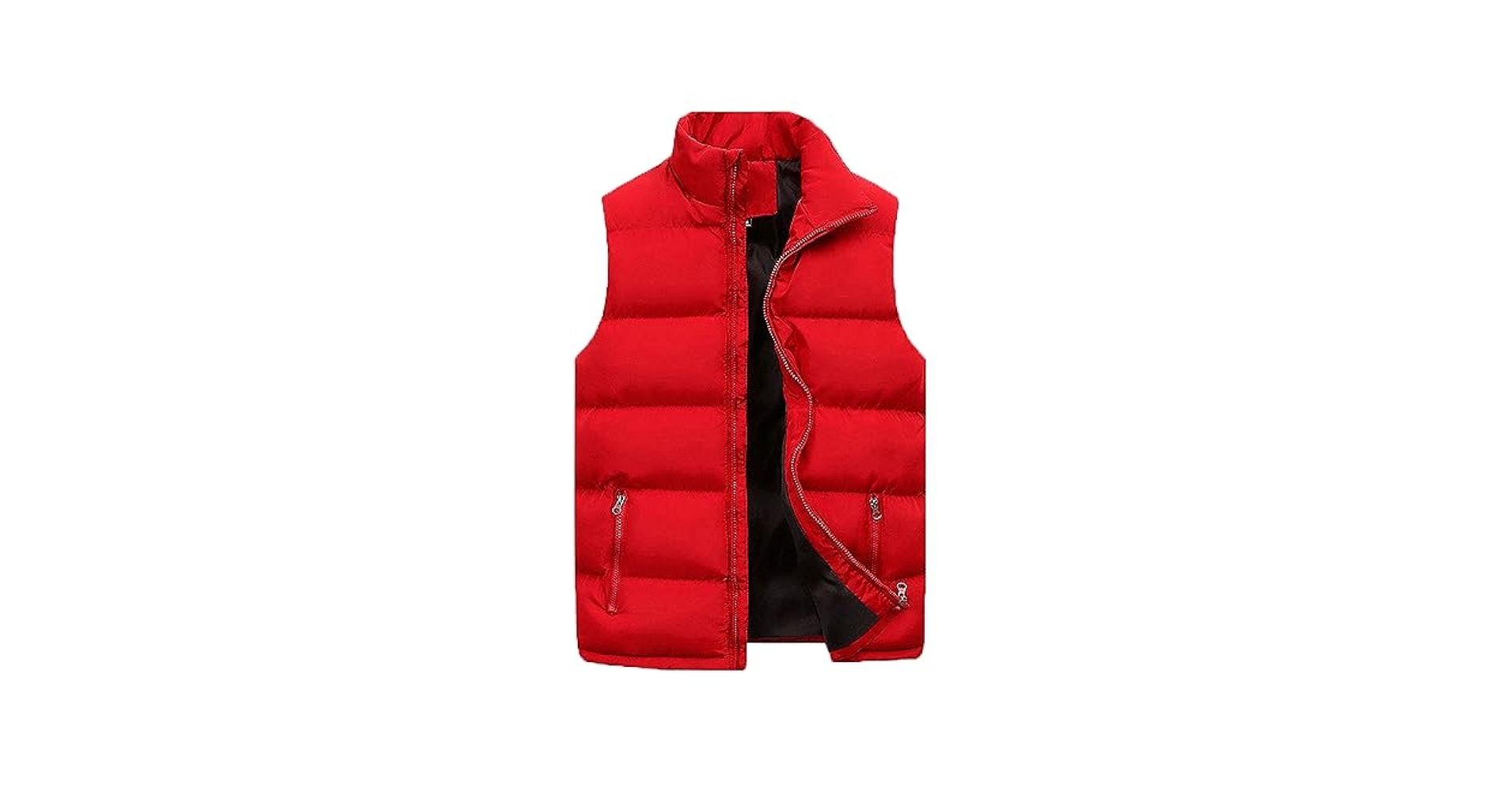 Men's Puffer Vest Casual Solid Color Zip-Up Collar