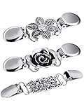 Jetec 3 Pieces Sweater Shawl Clips Dresses Cardigan Collar Brooch Clip Vintage Shirts Clips for Women Girls (Set 6)