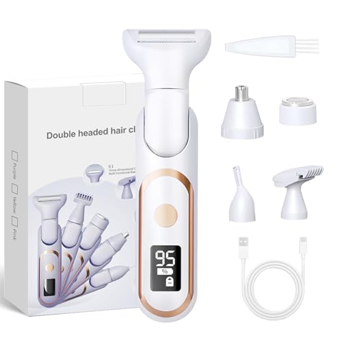 Rasierer Damen, Intimrasierer für Frauen, LCD-Display Verstellbar Rasierer Damen Wasserdicht Wiederaufladbarer Damenrasierer Elektrisch für Bikinizone Achseln Beine (Weiß)
