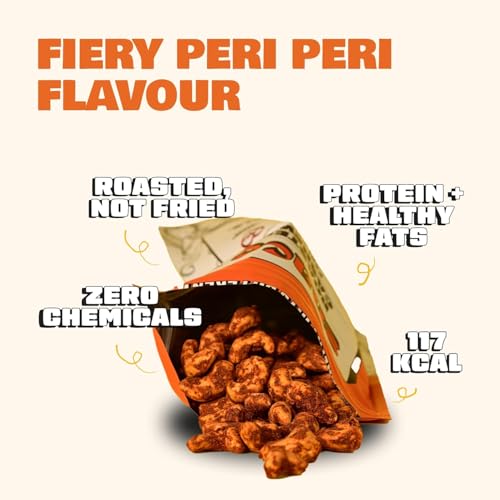 Image of Snacc Peri Peri Roasted Cashews| Spicy Masala Kaju Dry Fruit | Crunchy Premium Cashew Nuts | Protein-Rich | Zero Chemicals | 100% Clean Label Healthy Snack | 200g x 4