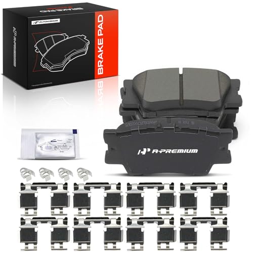 Image of A-Premium Rear Ceramic Brake Pads Compatible with Toyota & Lexus & Pontiac | for Avalon 2007-2021, Camry, Matrix, RAV4, ES300h, ES350, HS250h, Vibe, with Hardware, 4-Pack