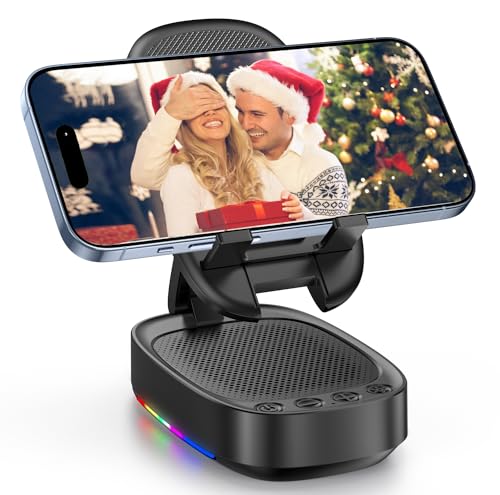 INSSISAIN Phone Holder for Desk with RGB Bluetooth Speaker, Gifts for Mom Dad, Cell Phone Stand with 5 Colorful LED Modes Compatible with All Mobile Phones, Father's Day Mother’s Day from Son/Daughter