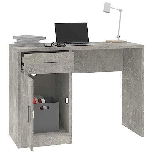 Bureau compact gris béton avec rangements pour libérer de l'espace de travail - 5