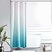 Furlinic Schmal Duschvorhang Badvorhang Textil aus Polyester Stoff Schimmelresistent Wasserabweisend Waschbar für Eck Dusche Kleine Badewanne Weiß nach Aquamarine 90x180 mit 6 Duschringen.