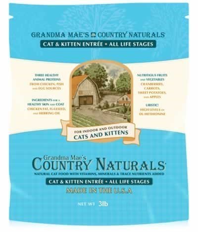 Grandma Mae’s Country Naturals Dry Cat Food, Chicken & Brown Rice, Slow Cooked & Nutrient Dense, Made in USA, 3 LB Bag
