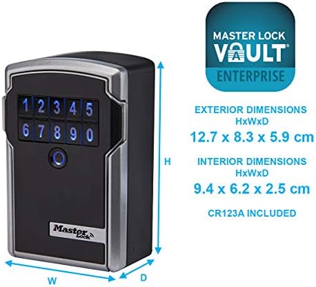 Master Lock 5441EURENT sejf na klucze dla przedsiębiorstwa i przemysłu [montaż na ścianie] [Bluetooth lub kombinacja], srebrny/czarny