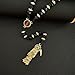 Bovemee Santa Muerte Necklace Rosaries Beads Holy Death's Necklace Blessing Crafted Rosario de la santa muerte Prayer Gift For Men and Women (Black)
