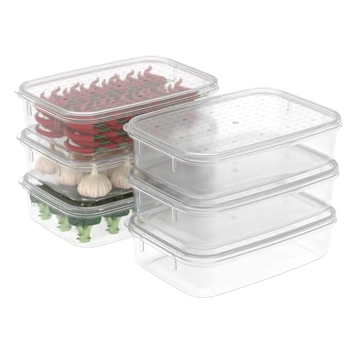 Cetomo 1.1L*6 Recipientes para congelación y conservación de alimentos, contenedores para nevera con tapa, aptos para congelación, nevera y microondas, plástico sin BPA, transparentes, 1.1L - Set de 6